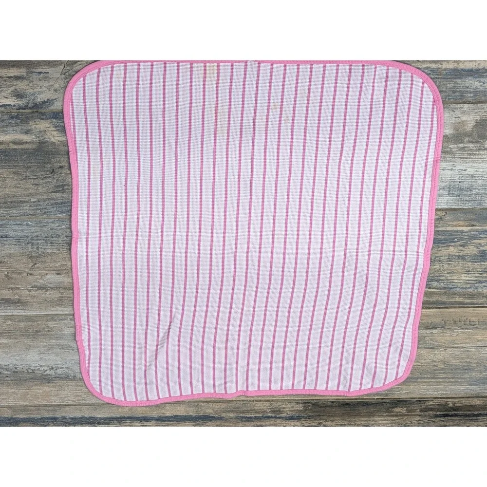 Vintage Waffle Weave Thermal Cotton Blanket Pink Stripe Girl READ